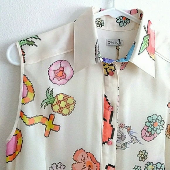 NWT! Ohlin/D Silk Pixelated Circle Skirt Dress - Picture 8 of 8